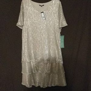 Gold layered look mom of the bride dress